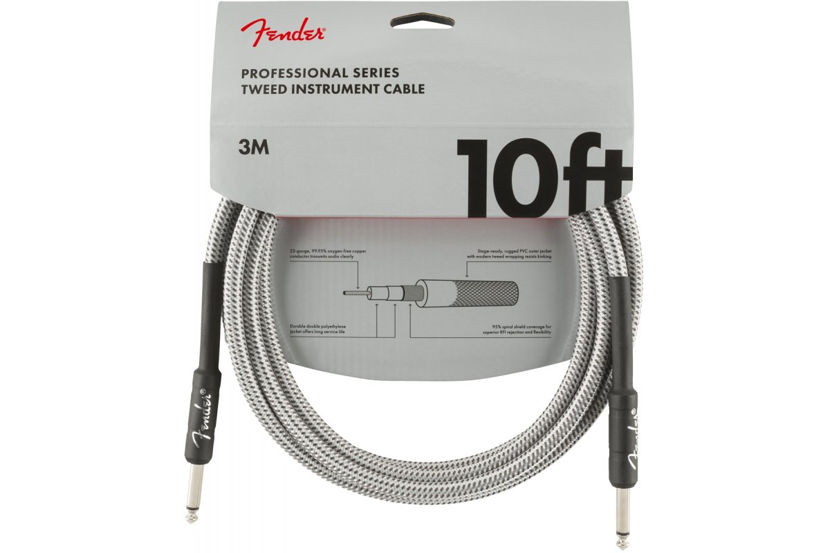 FENDER CABLE PROFESSIONAL SERIES 10' WHITE TWEED