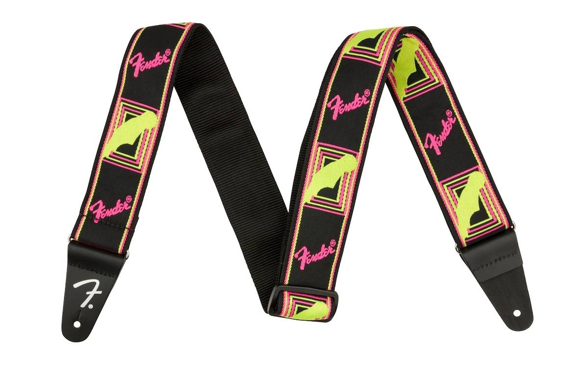 FENDER STRAP NEON MONOGRAMMED YELLOW PINK
