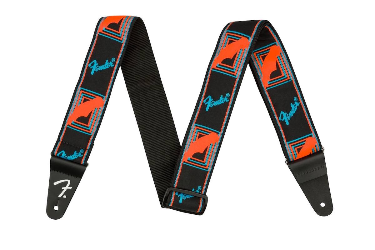 FENDER STRAP NEON MONOGRAMMED BLUE ORANGE