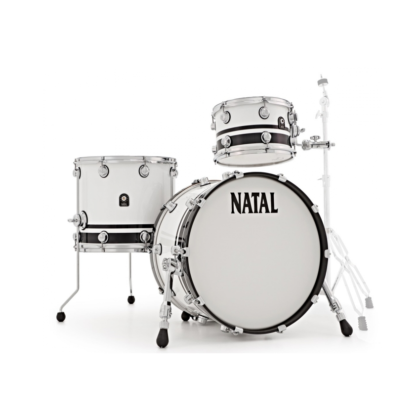 NATAL DRUMS CAFE RACER PIANO WHITE BLACK SPARKLE DOUBLE SPLIT