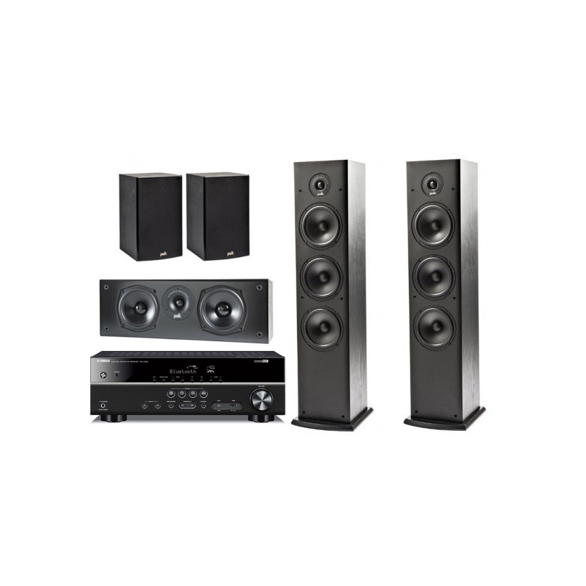 Polk Audio Set 5.0 Polk Audio T50 / T15 / T30 Black + AV Yamaha RX-V483