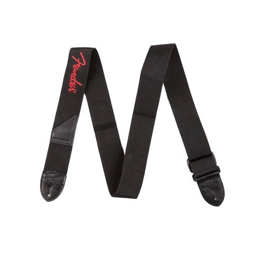 FENDER STRAP 2 BLACK RED LOGO