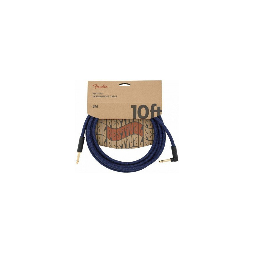 FENDER 10' ANGLED FESTIVAL INSTRUMENT CABLE PURE HEMP BLUE DREAM