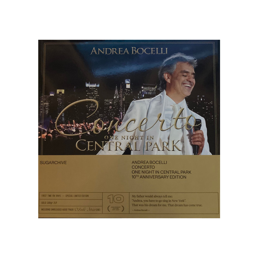 ANDREA BOCELLI - CONCERTO (ONE NIGHT IN CENTRAL PARK) 2021 (60254719365, LTD., Gold) SUGAR/EU MINT (0602547193650)