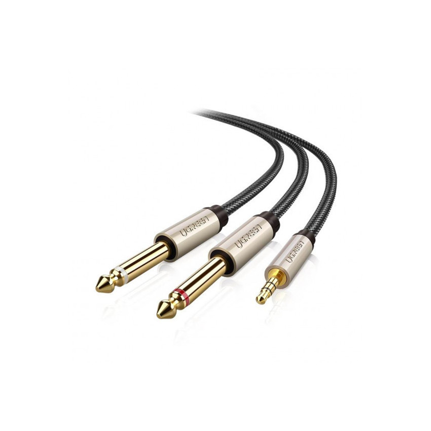 UGREEN AV126 3 5 mm TRS to 2 x 6 3 mm TS, 1 m Gray 10613