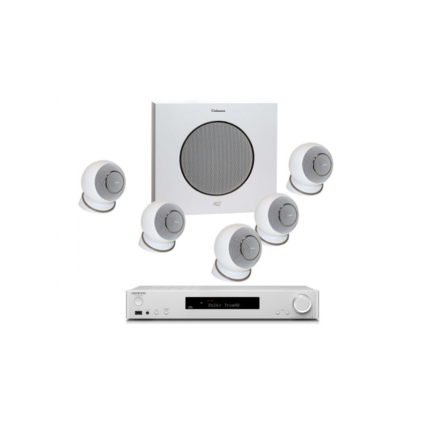 Onkyo TX-L50 White + set 5.1 Cabasse Eole 4 5.1 System WS Glossy White