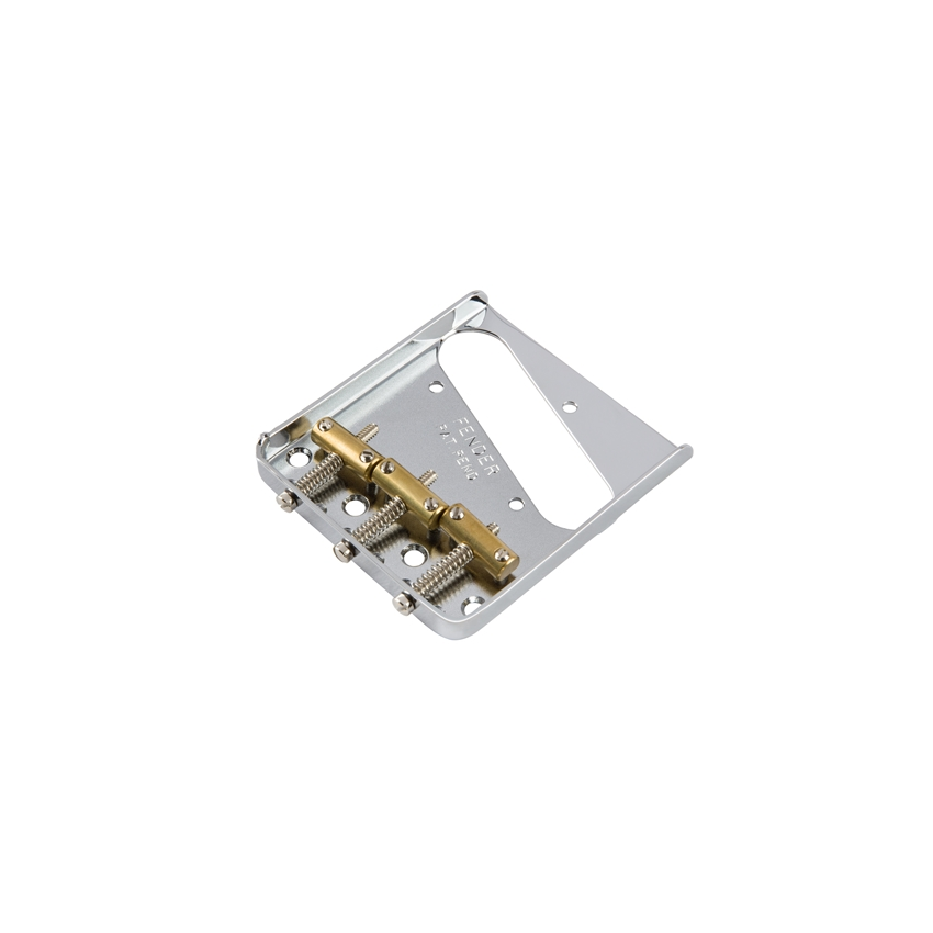 FENDER 3-SADDLE AMERICAN VINTAGE TELECASTER BRIDGE ASSEMBLY WITH BRASS SADDLES CHROME