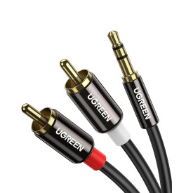 UGREEN AV116 3.5 mm to 2RCA Audio Cable, 1 m Black 10749