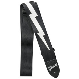 Gibson ASGSBL-10 LIGHTNING BOLT STYLE 2' SAFETY STRAP - JET BLACK