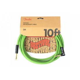 FENDER 10' ANGLED FESTIVAL INSTRUMENT CABLE PURE HEMP GREEN