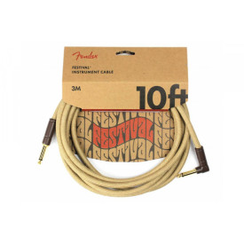 FENDER 10' ANGLED FESTIVAL INSTRUMENT CABLE PURE HEMP NATURAL