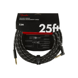 FENDER CABLE DELUXE SERIES 25' ANGLED BLACK TWEED