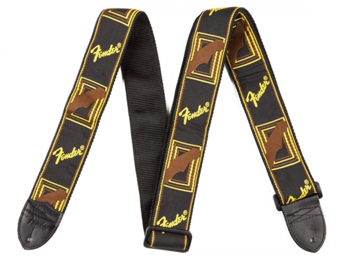 FENDER 2 MONOGRAMMED BLACK/YELLOW/BROWN STRAP