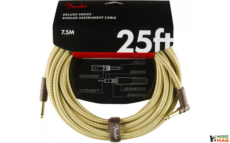 FENDER CABLE DELUXE SERIES 25' ANGLED TWEED