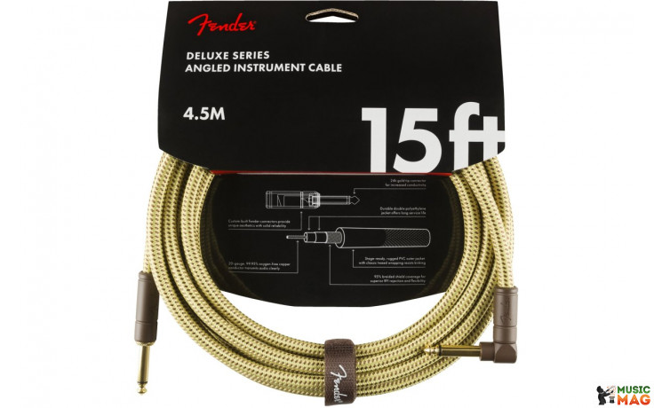 FENDER CABLE DELUXE SERIES 15' ANGLED TWEED