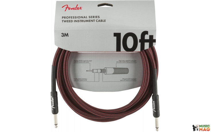 FENDER CABLE PROFESSIONAL SERIES 10' RED TWEED