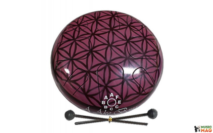 PALM PERCUSSION METAL TONGUE DRUM 8 LEAFS MAROON