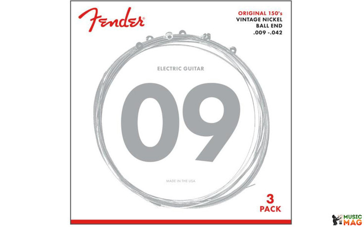 FENDER ORIGINAL 150'S 009-.042 PURE NICKEL GUITAR STRINGS - 3 PACK