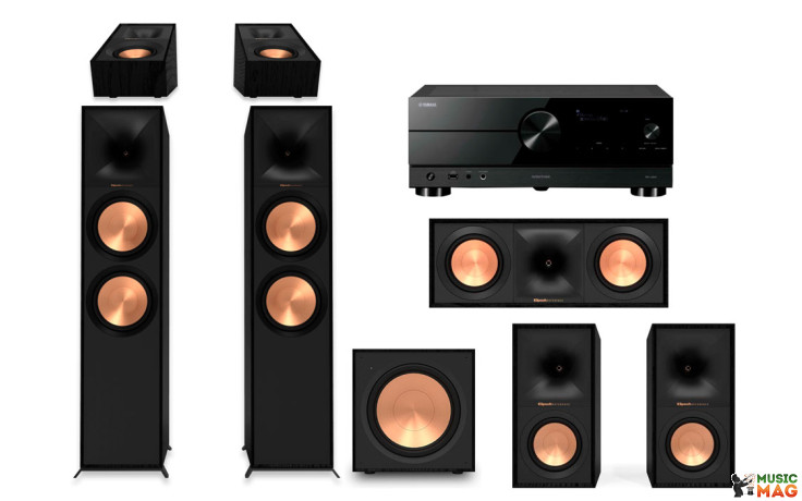 Yamaha RX-A2A + Klipsch R-800F + R-50M + R-50C + R-40SA + R-121SW
