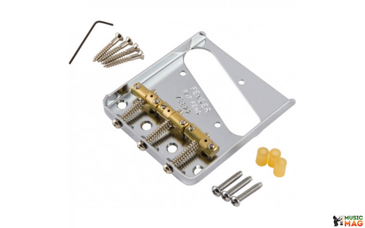 FENDER BRIDGE ASSEMBLY FOR AMERICAN VINTAGE HOT ROD TELECASTER WITH COMPENSATED BRASS SADDLES NICKEL