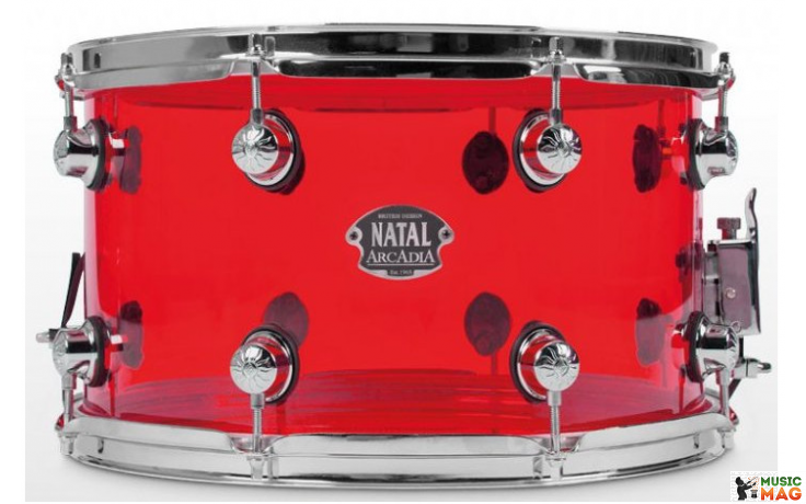 NATAL DRUMS ARCADIA ACRYLIC SNARE DRUM TRANSPARENT RED