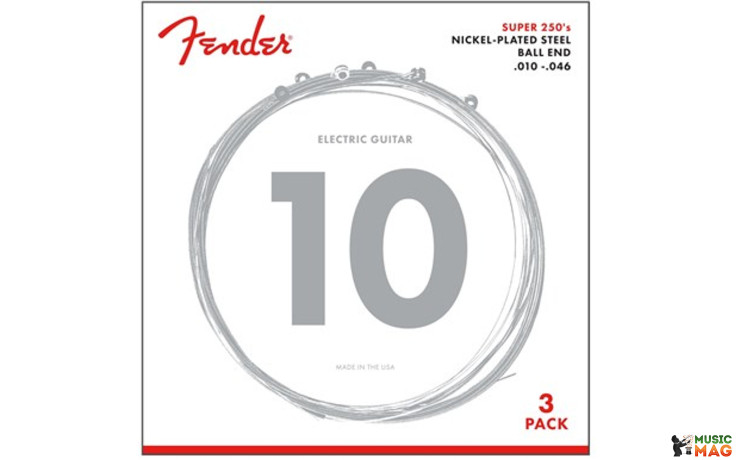 FENDER SUPER 250R NICKEL-PLATED STEEL GUITAR STRINGS 3 PACK