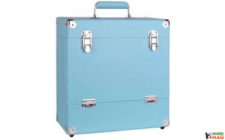 Retro Musique 12 Inch Wooden Vinyl Storage Case For 35 Lps - Turquiose Leather Style