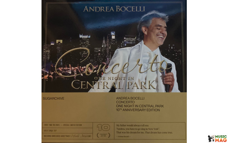 ANDREA BOCELLI - CONCERTO (ONE NIGHT IN CENTRAL PARK) 2021 (60254719365, LTD., Gold) SUGAR/EU MINT (0602547193650)