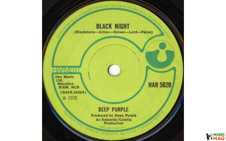 DEEP PRUPLE - BLACK NIGHT/SPEED KING 1970 (HARSD 5020, RSD 2015 RELEASE 7 Inch) WARNER/EU MINT