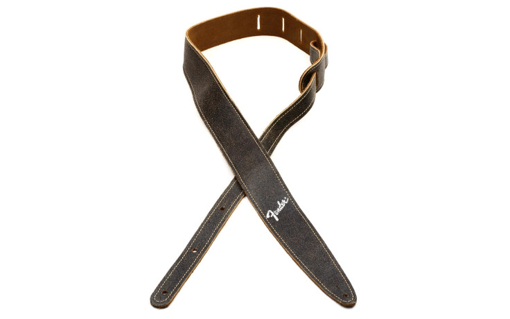 FENDER 2' DISTRESSED LEATHER STRAP BLACK