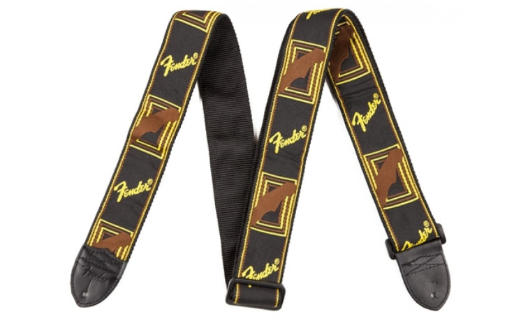 FENDER 2 MONOGRAMMED BLACK/YELLOW/BROWN STRAP