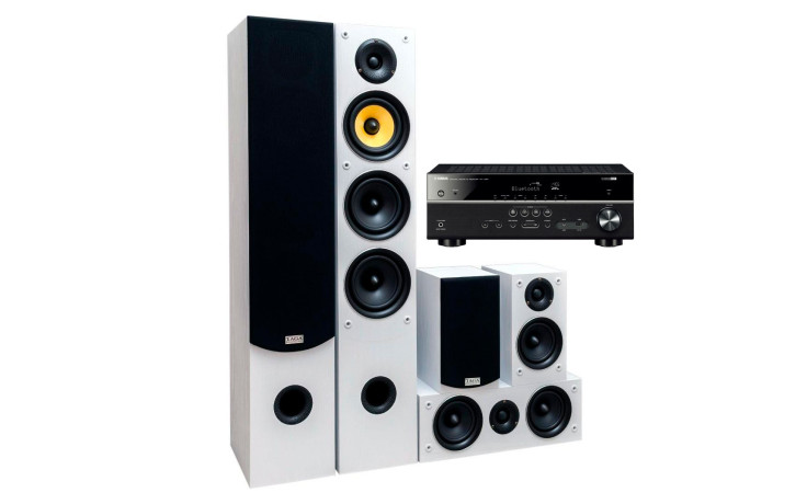 Yamaha RX-V385 + set 5.0 Taga Harmony TAV–506 v.2 White
