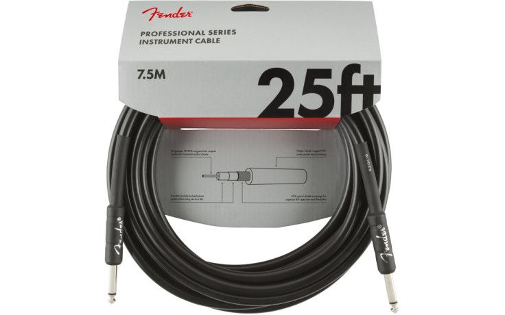 FENDER CABLE PROFFESIONAL SERIES 25' BLACK