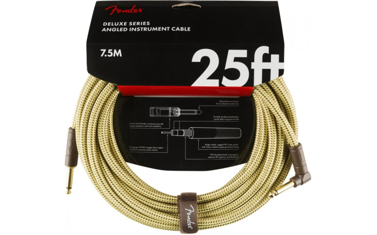 FENDER CABLE DELUXE SERIES 25' ANGLED TWEED
