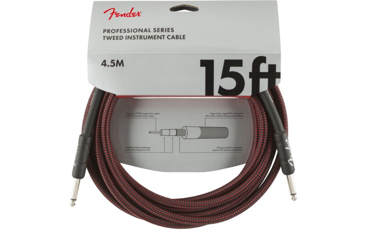FENDER CABLE PROFESSIONAL SERIES 15' RED TWEED