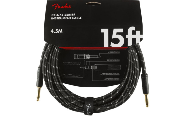 FENDER CABLE DELUXE SERIES 15' BLACK TWEED