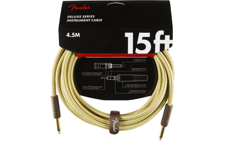 FENDER CABLE DELUXE SERIES 15' TWEED