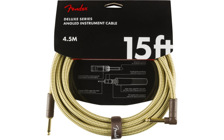 FENDER CABLE DELUXE SERIES 15' ANGLED TWEED