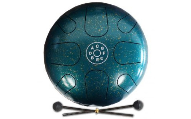 PALM PERCUSSION METAL TONGUE DRUM 8 LEAFS SPOT GREEN