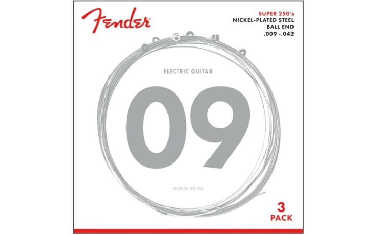 FENDER SUPER 250L NICKEL-PLATED STEEL GUITAR STRINGS - 3 PACK