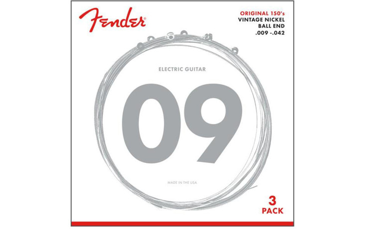 FENDER ORIGINAL 150'S 009-.042 PURE NICKEL GUITAR STRINGS - 3 PACK