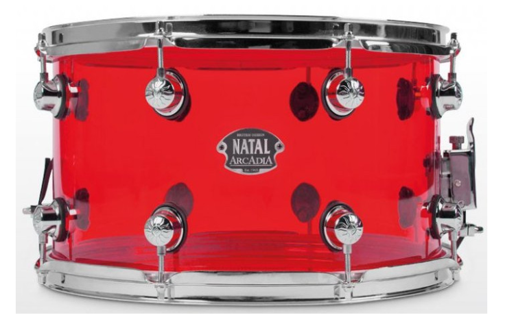 NATAL DRUMS ARCADIA ACRYLIC SNARE DRUM TRANSPARENT RED