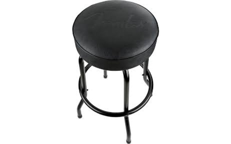 FENDER 30" EMBOSSED BLACK LOGO BARSTOOL, BLACK
