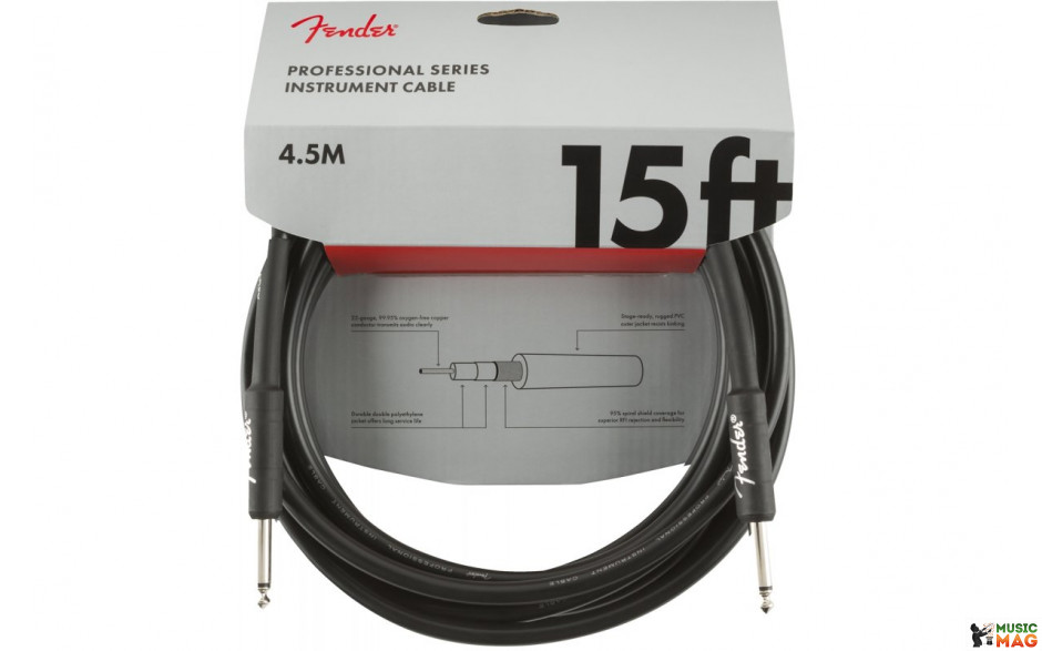FENDER CABLE PROFESSIONAL SERIES 15' BLACK