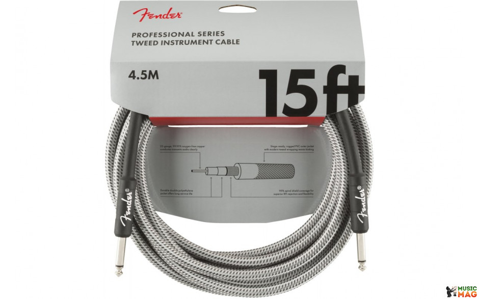 FENDER CABLE PROFESSIONAL SERIES 15' WHITE TWEED
