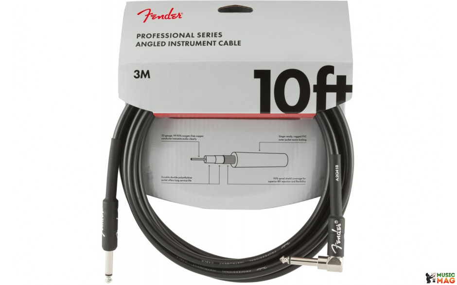 FENDER CABLE PROFESSIONAL SERIES 10' ANGLED BLACK