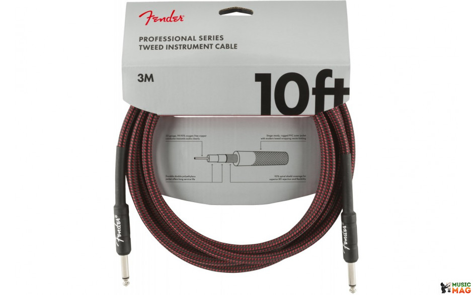 FENDER CABLE PROFESSIONAL SERIES 10' RED TWEED