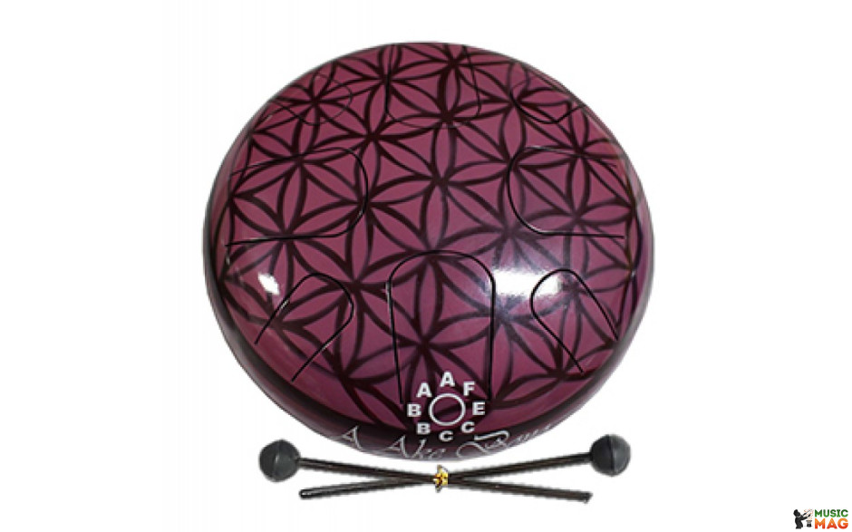 PALM PERCUSSION METAL TONGUE DRUM 8 LEAFS MAROON