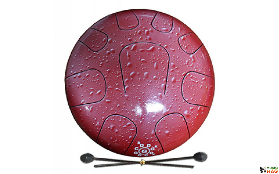PALM PERCUSSION METAL TONGUE DRUM 9 LEAFS RED SPLASH