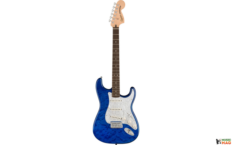 SQUIER by FENDER AFFINITY SERIES FSR STRATOCASTER QMT SAPPHIRE BLUE TRANSPARENT